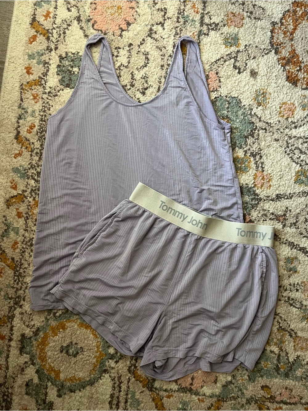 Tommy John Women's Lavender Ribbed Tank & Short Sleep Set size S